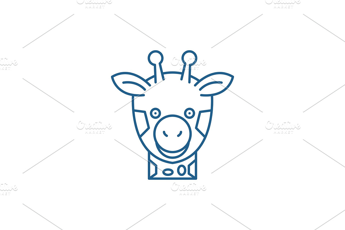 Funny giraffe line icon concept in Illustrations - product preview 8