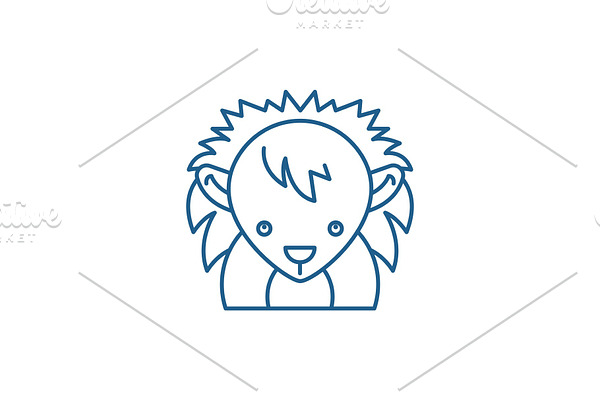 Funny hedgehog line icon concept