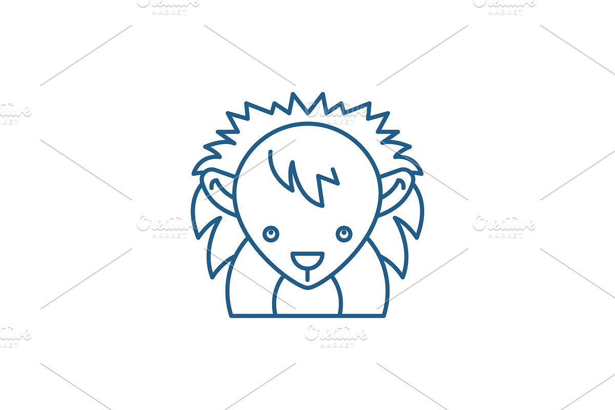 Funny hedgehog line icon concept in Illustrations - product preview 8