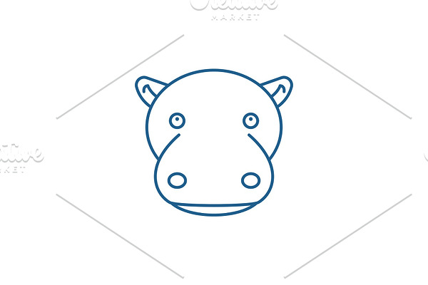 Funny hippo line icon concept. Funny