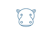 Funny hippo line icon concept. Funny