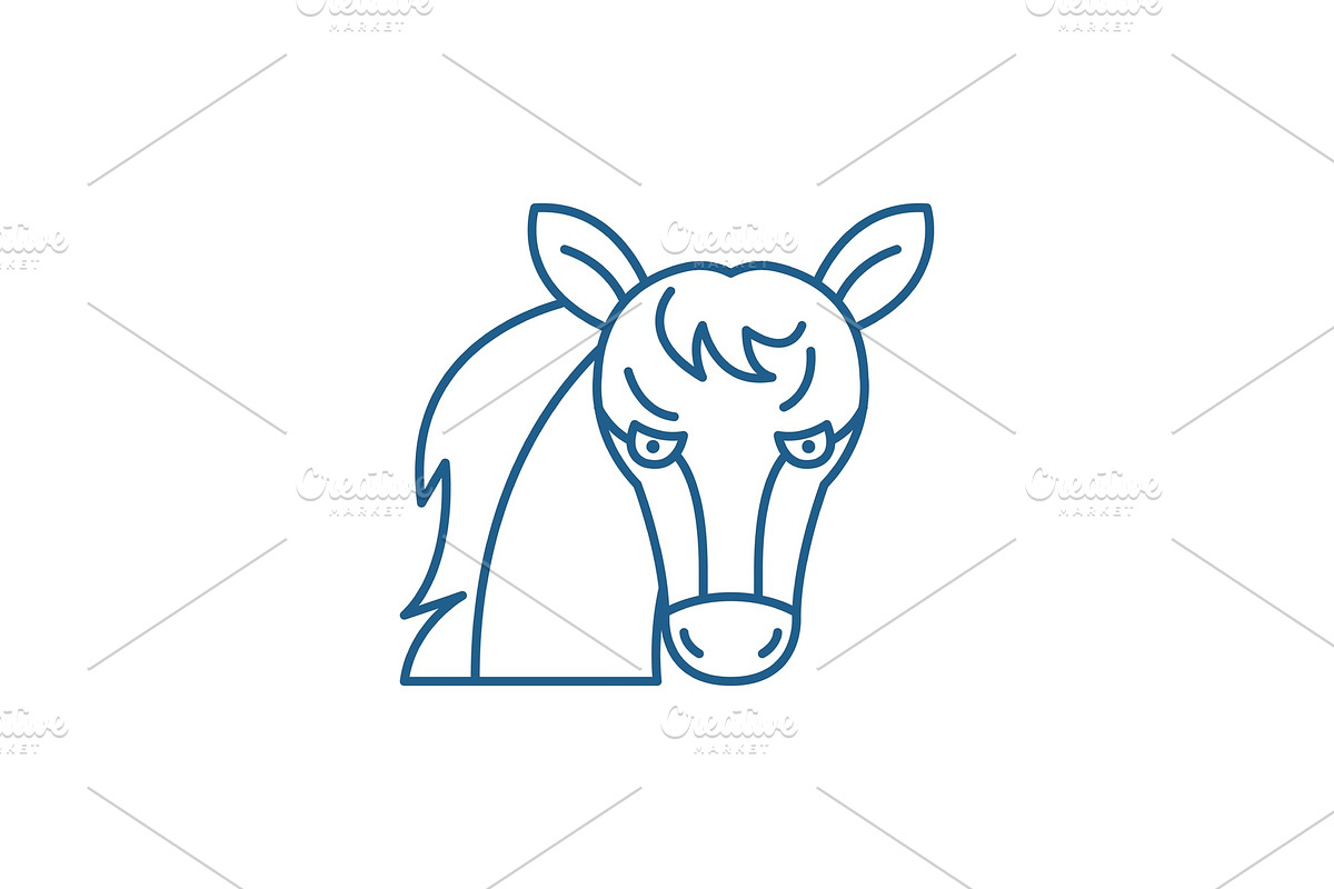 Funny horse line icon concept. Funny in Illustrations - product preview 8