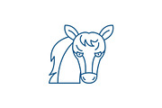 Funny horse line icon concept. Funny