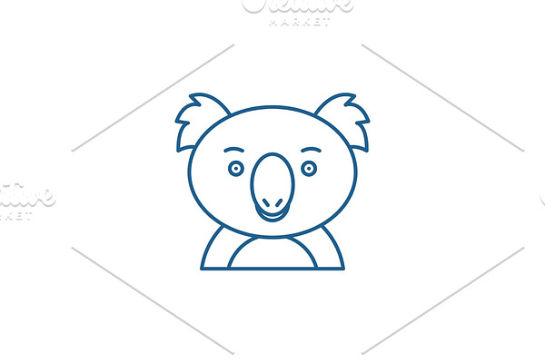 Funny koala line icon concept. Funny