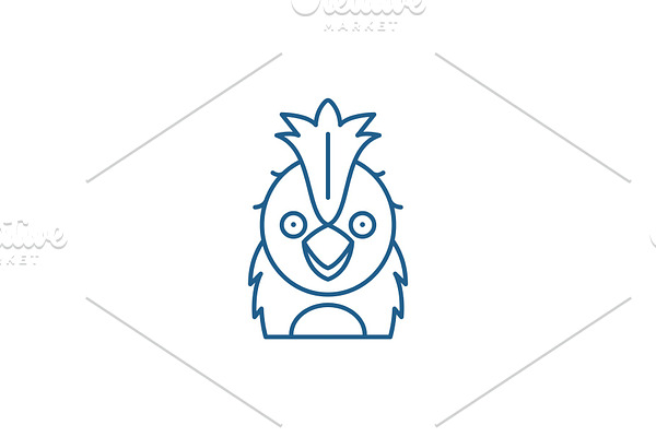 Funny parrot line icon concept