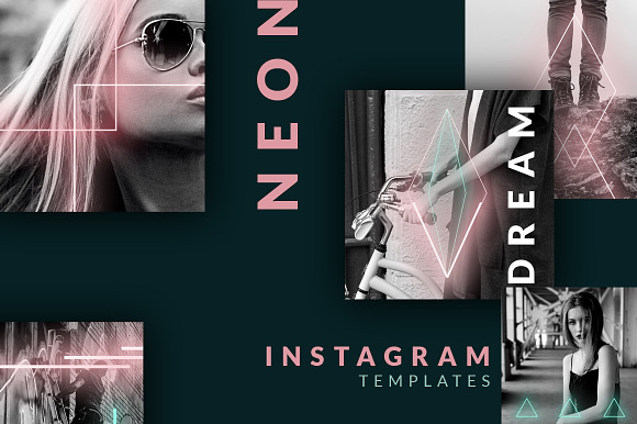 Instagram post templates - Neon 90s in Instagram Templates - product preview 4