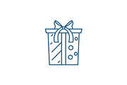 Gift box with bow line icon concept