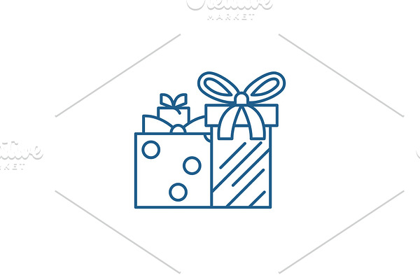 Gift boxes line icon concept. Gift