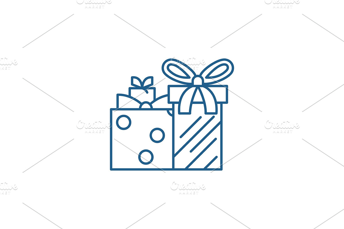 Gift boxes line icon concept. Gift in Objects - product preview 8