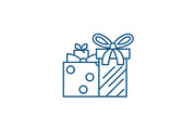Gift boxes line icon concept. Gift