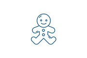 Gingerbread man line icon concept