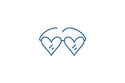 Glasses with hearts line icon