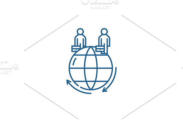 Global business line icon concept