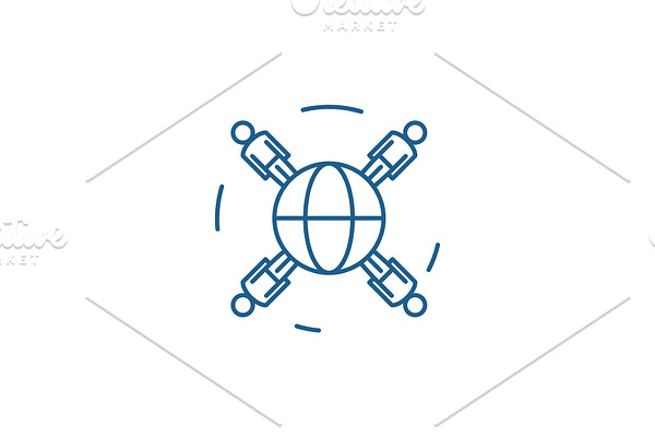 Global business networking line icon