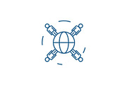Global business networking line icon