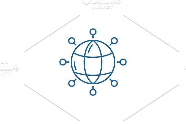 Global connections line icon concept