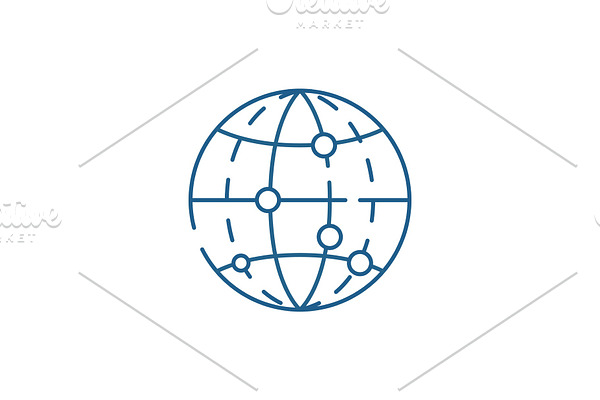 Global data encryption line icon