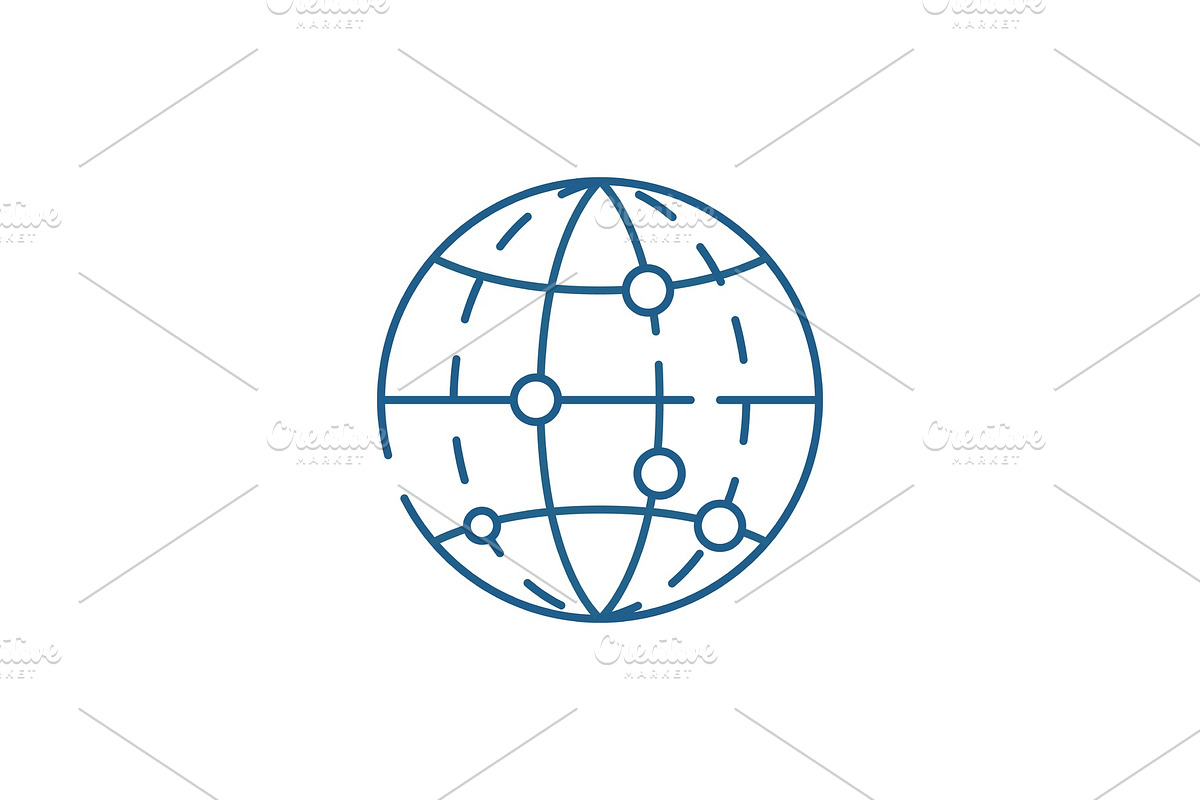 Global data encryption line icon in Illustrations - product preview 8