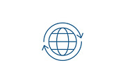 Global logistics line icon concept