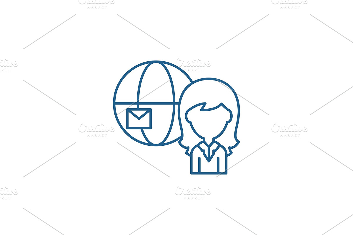 Global mail line icon concept in Illustrations - product preview 8