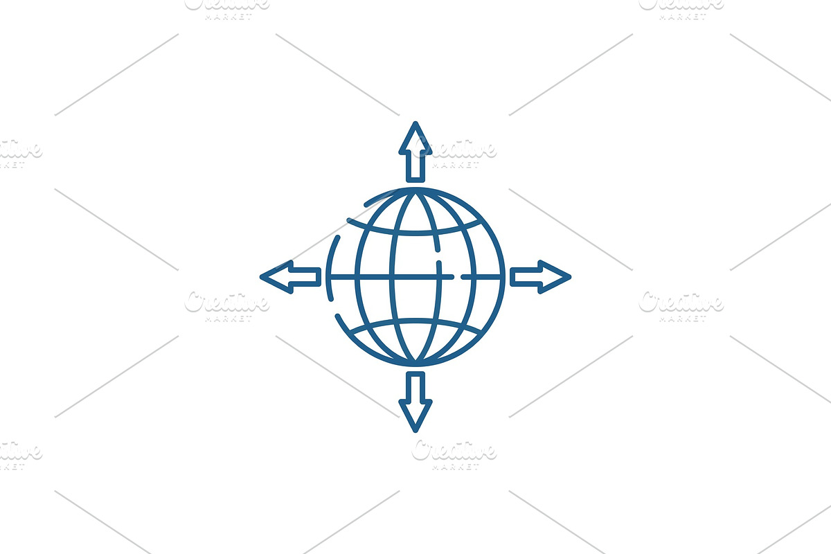 Global sales channels line icon in Illustrations - product preview 8