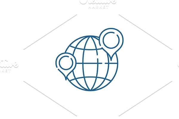 Globe with pointers line icon