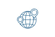 Globe with pointers line icon