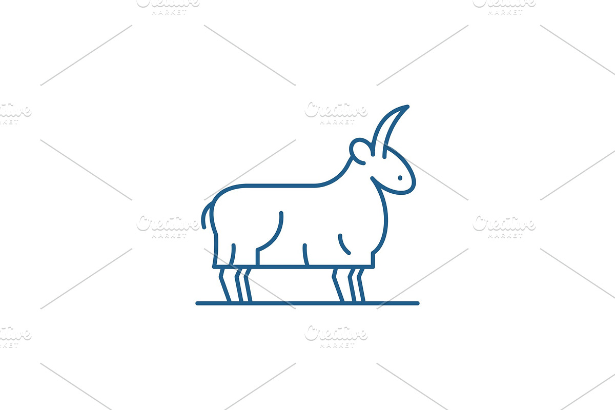 Goat line icon concept. Goat flat in Illustrations - product preview 8