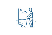Golf player line icon concept. Golf