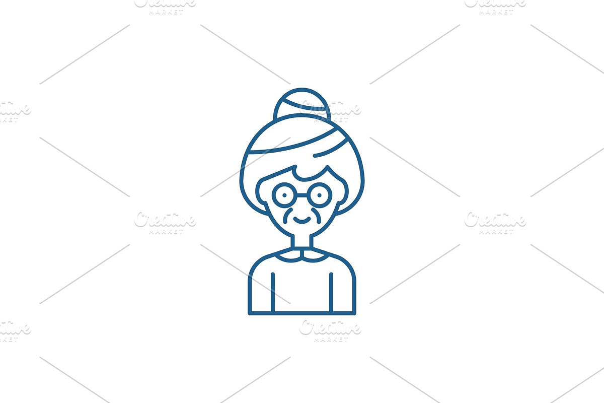 Grandmother line icon concept in Illustrations - product preview 8