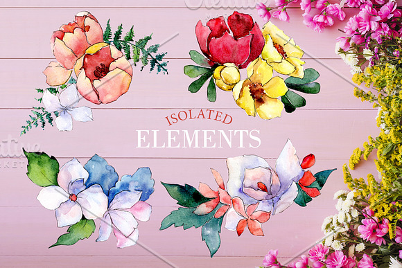Bouquet touching feelings Watercolor in Illustrations - product preview 7