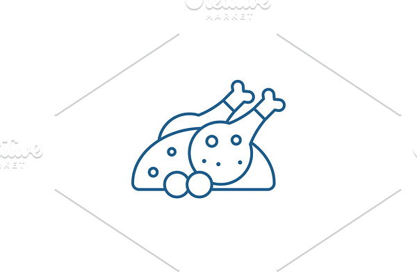 Grilled chicken line icon concept