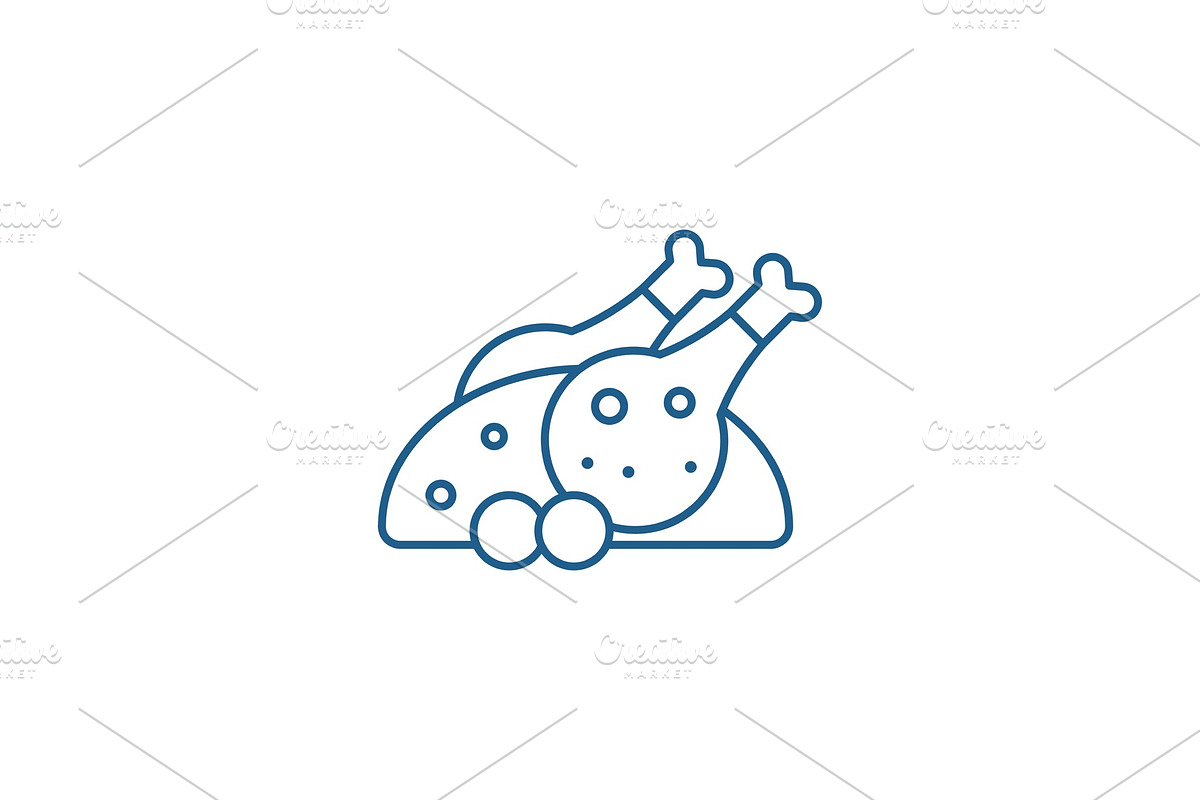 Grilled chicken line icon concept in Illustrations - product preview 8