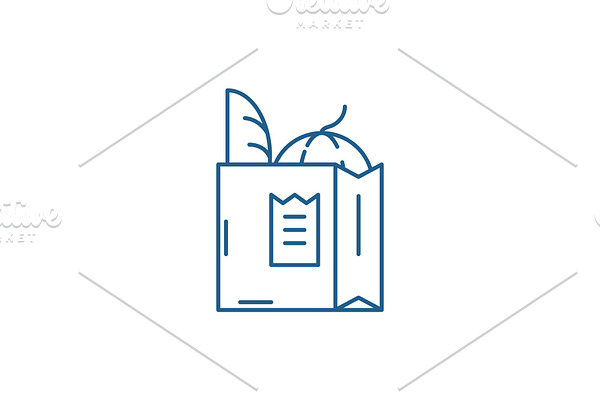 Grocery bag line icon concept