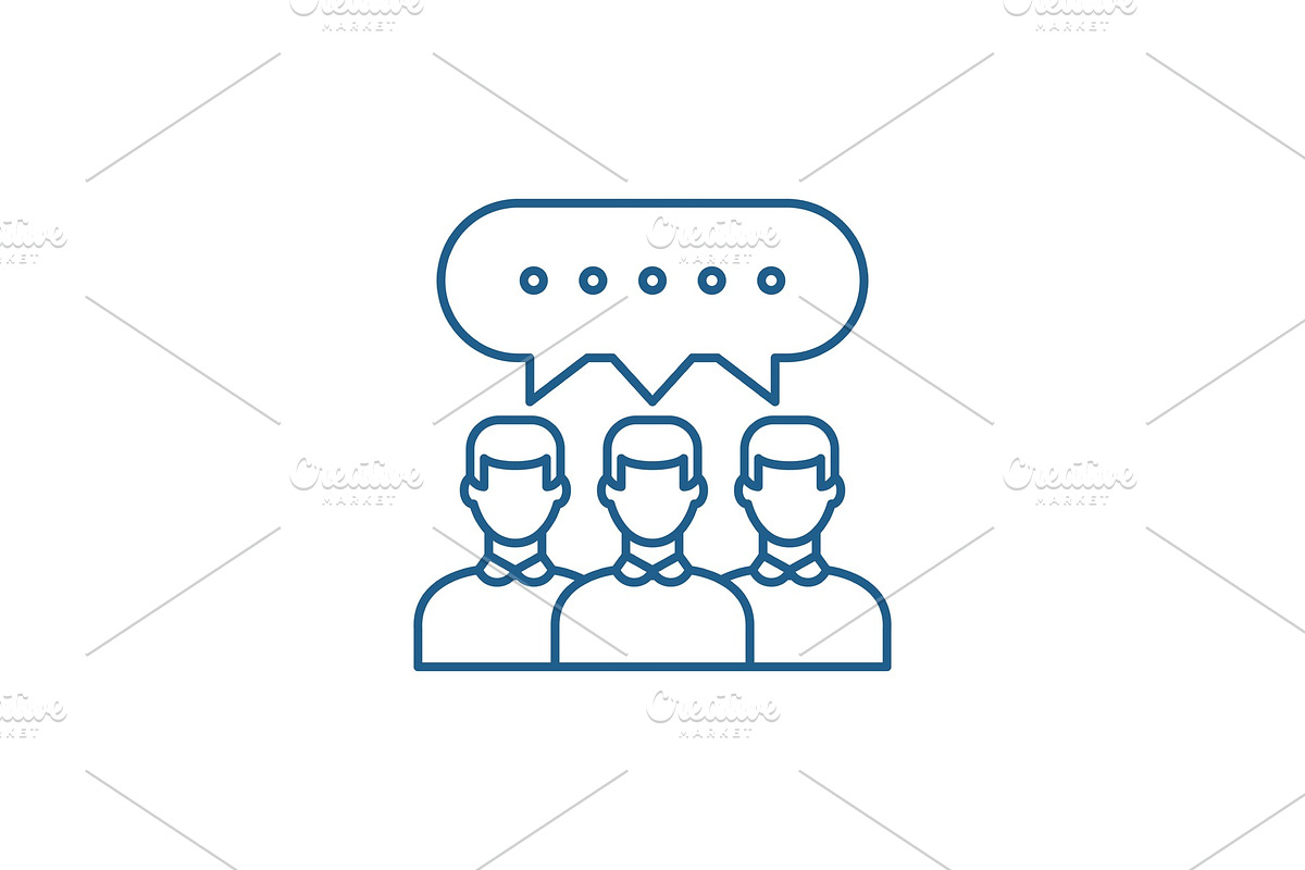 Group discussion line icon concept in Illustrations - product preview 8