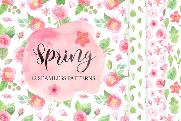 12 Spring Seamless Pattern Set