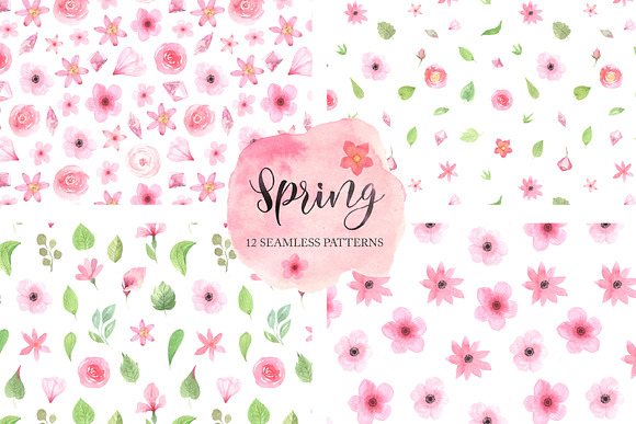 12 Spring Seamless Pattern Set in Patterns - product preview 1