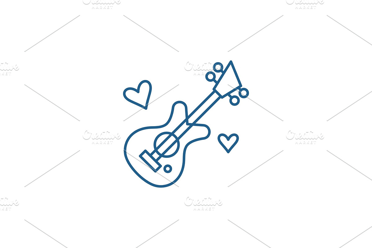 Guitar music line icon concept in Illustrations - product preview 8