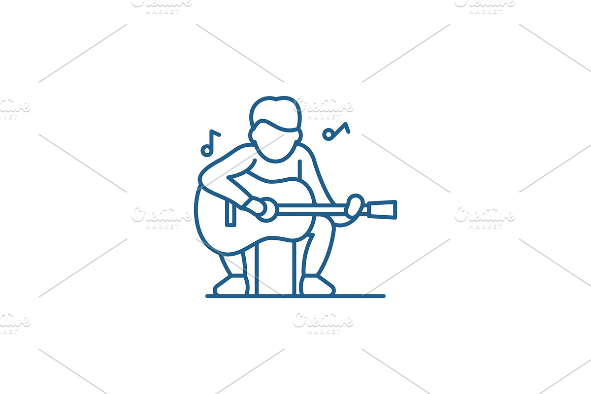 Guitar player line icon concept in Illustrations - product preview 8