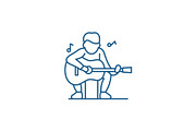 Guitar player line icon concept