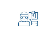 Hacking access system line icon