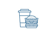 Hamburger and coffee line icon