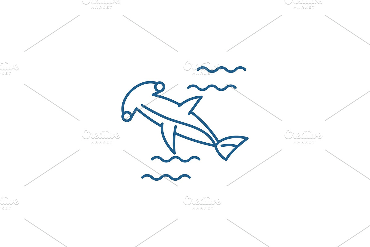Hammer fish line icon concept in Illustrations - product preview 8