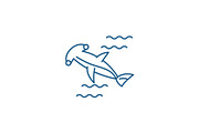 Hammer fish line icon concept