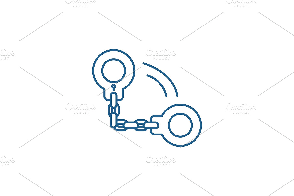 Handcuffs line icon concept in Objects - product preview 8