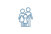 Happy family line icon concept