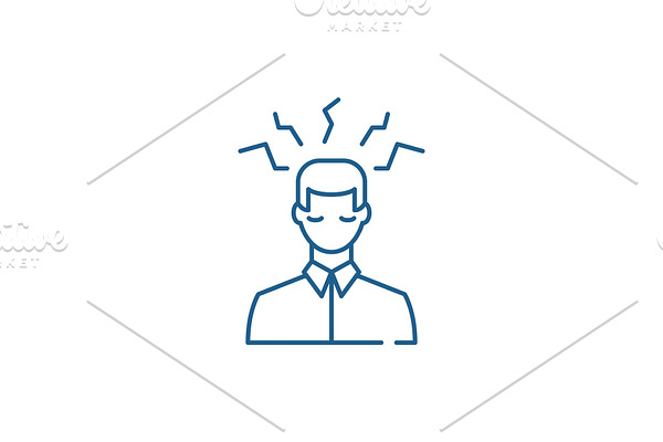Headache sign line icon concept