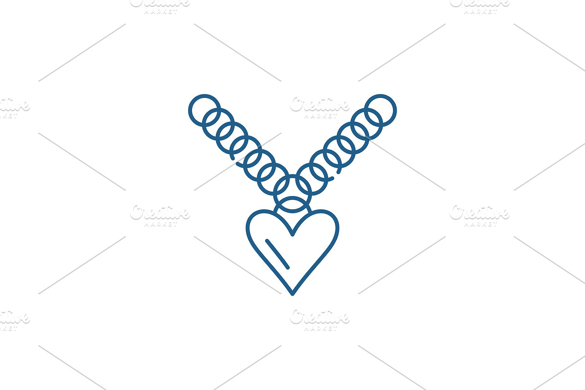 Heart pendant line icon concept in Illustrations - product preview 8