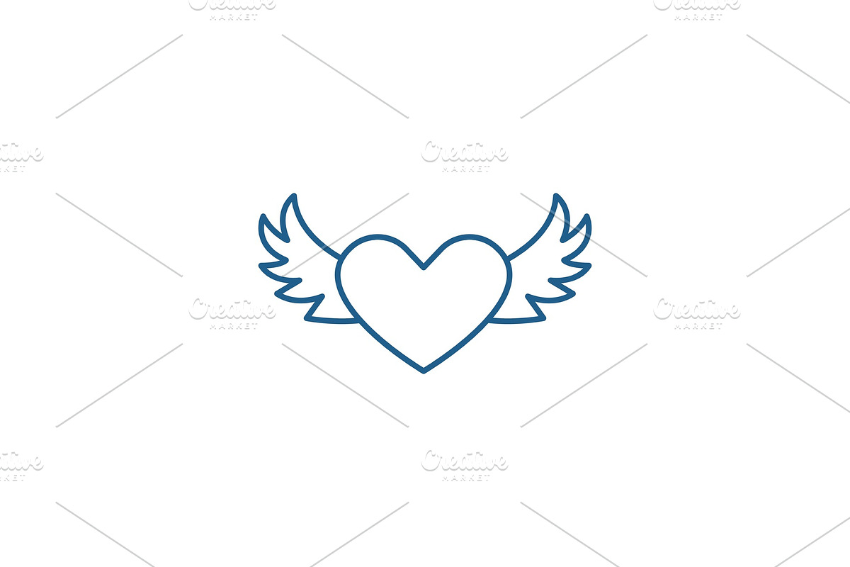 Heart with wings line icon concept in Illustrations - product preview 8