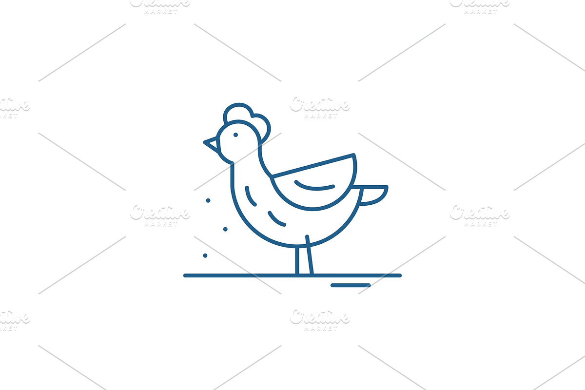 Hen line icon concept. Hen flat in Illustrations - product preview 8